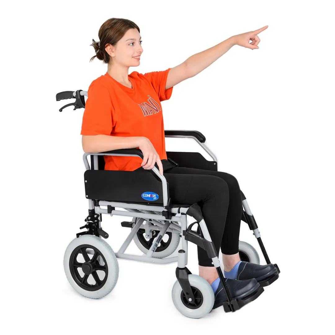 Comfort Plus DM-337 45cm Refakatçi Alüminyum Özellikli Transfer Tekerlekli Sandalye - Görsel 4